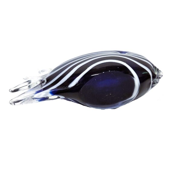 Art Glass Fish Pair Blue Figurine Statue Paperweight Lot Set Striped Beach Decor - Picture 12 of 14